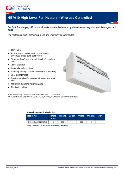 HE7010 data sheet