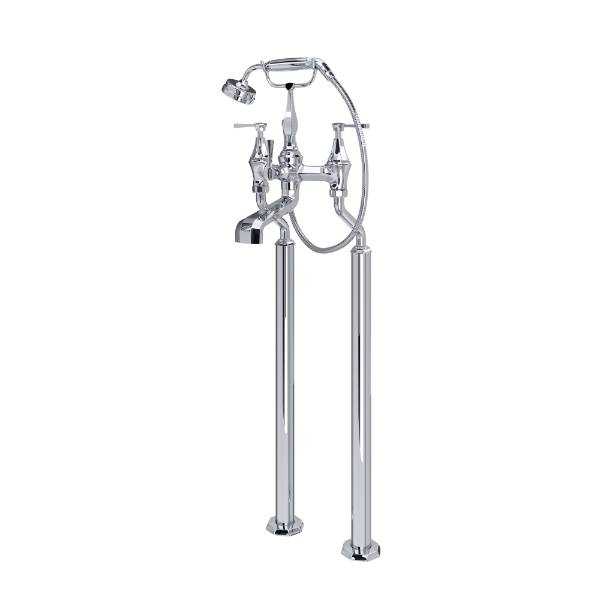 Deco Floor-Mounted Bath-Shower Mixer With Handshower And Lever Or Crosstop Handles - Bath Shower Mixer