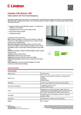 Lindner Life Stereo 125 - Data sheet