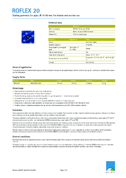 Roflex 20 Technical Datasheet