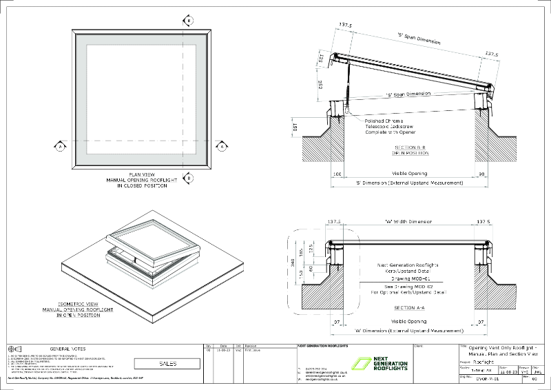Opening Vent Only Rooflight - Manual