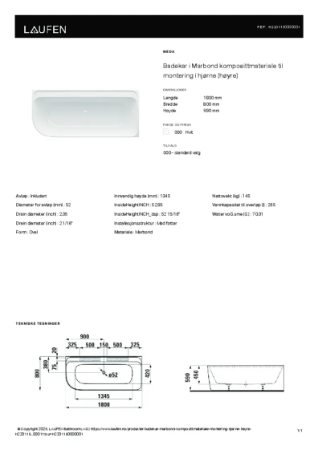 LAUFEN H2201150000001 Produkdatablad