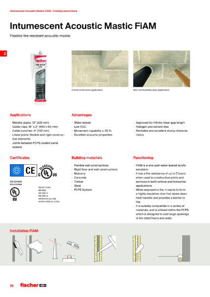 FiAM Intumescent Acoustic Mastic - Datasheet