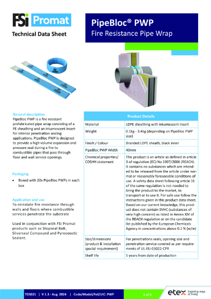 TDS021 - V1.3 - PipeBloc PWP -  Aug 2024