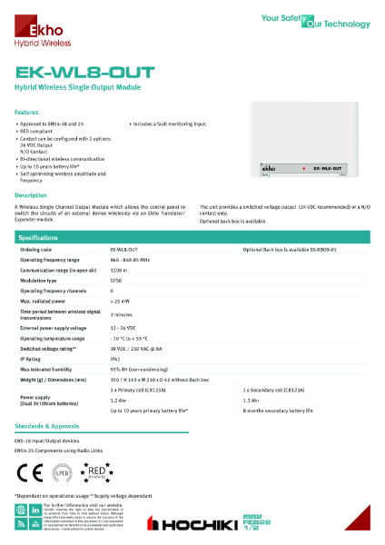 EK-WL8-OUT Hybrid Wireless Single Output Module