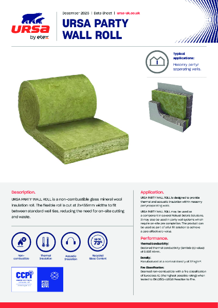 URSA PARTY WALL ROLL - Datasheet