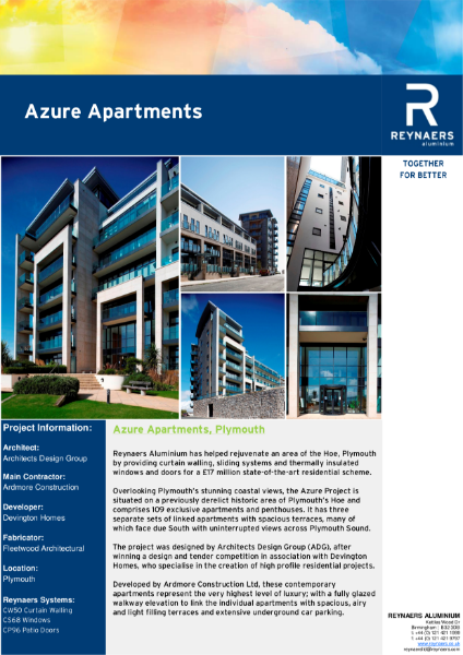 Case Study: Azure Apartments, featuring CS 68 aluminium windows