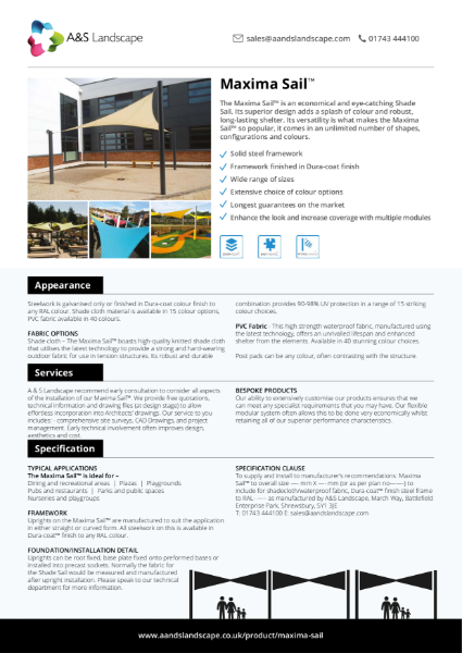 Maxima Sail Product Data Sheet