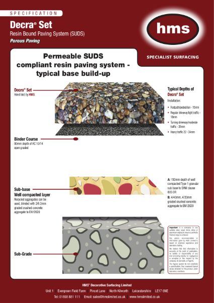 Decra-Set Resin Bound Surfacing Specification Sheet | HMS Decorative ...