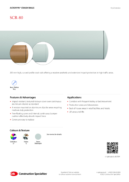 CS Acrovyn SCR-80 Crash Rails_Product Sheet (09.23)