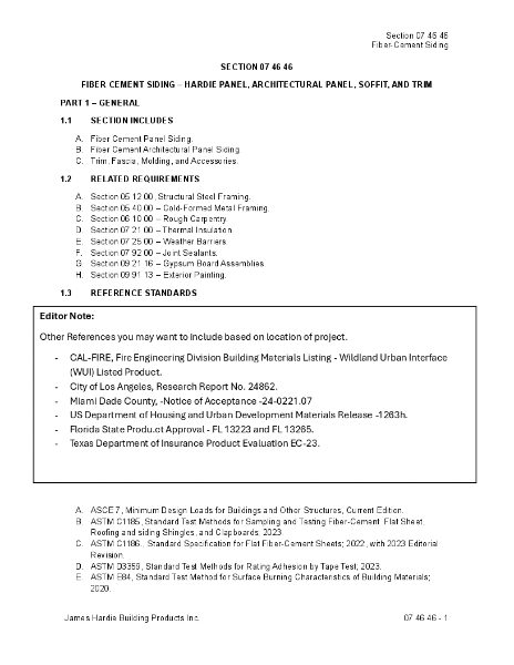 James_Hardie_Panel_Siding - Specification