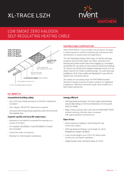 Pipe Freeze Protection - XL TRACE LSZH