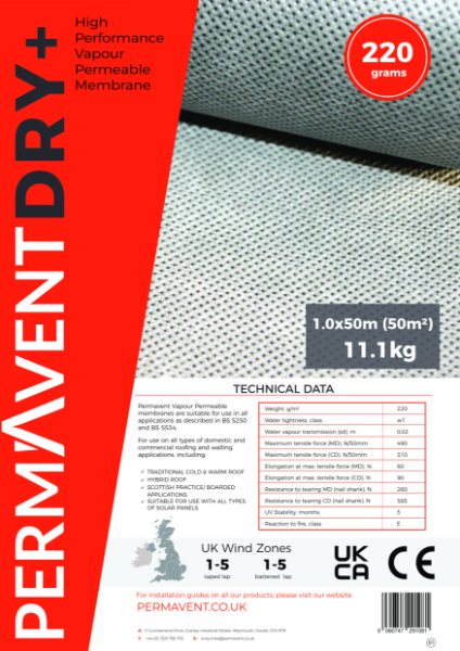 DRY+ Low Pitch Breathable Roofing Underlay - Product Data Sheet