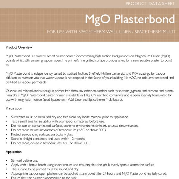 Spacetherm MgO Plasterbond