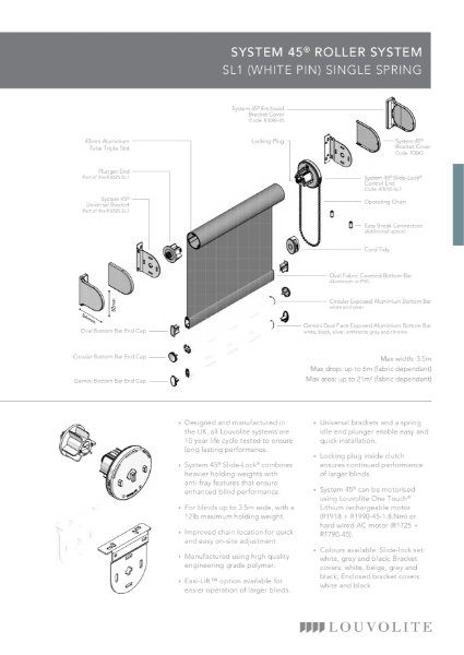 Roller System 45®+ Spring Roller System Technical Specification