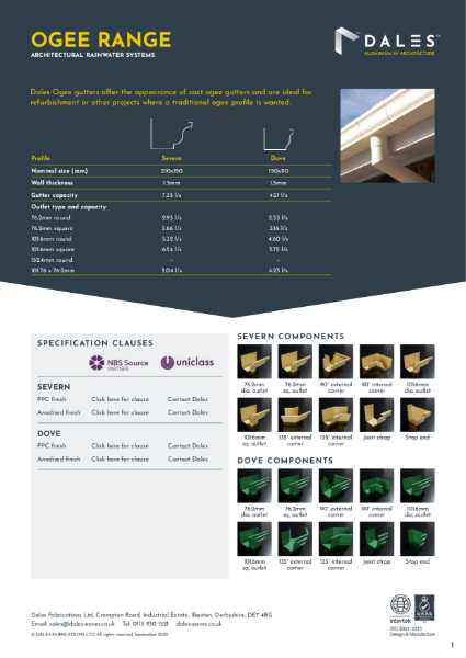 Ogee Gutter Range