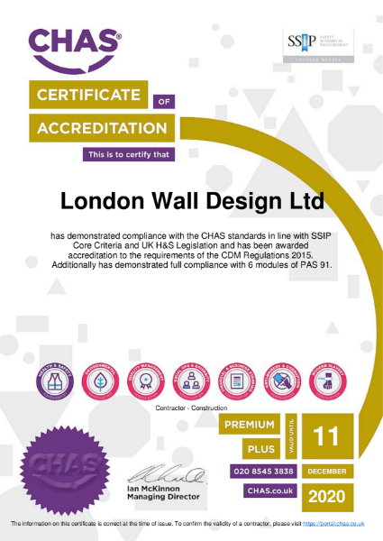 London Wall CHAS Certificate