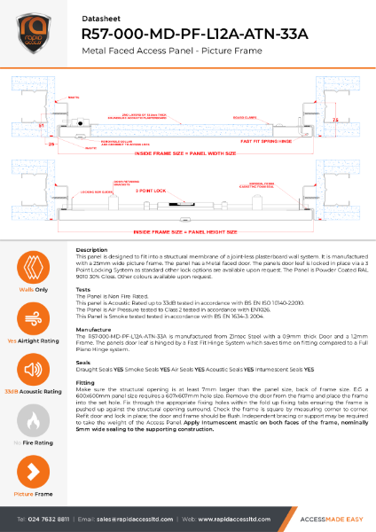 Datasheet - Riser Door Non Fire Rated, Airtight, Acoustic