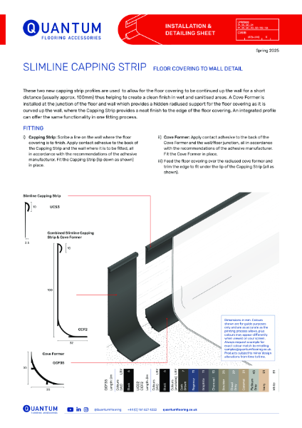 Cove & Capping Slimline Installation Guide & Detailing Data Sheet 2025