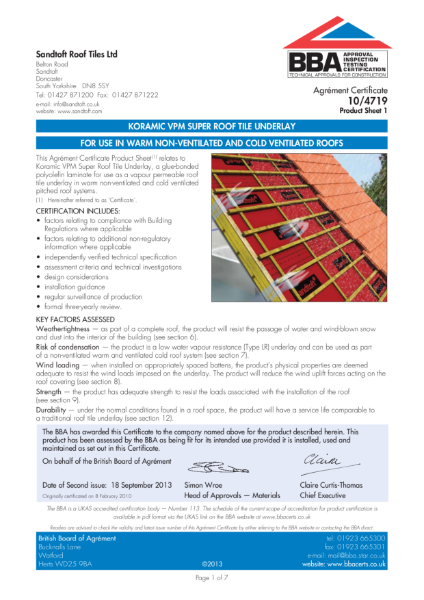 10/4719 Koramic VPM Super Roof Tile Underlay