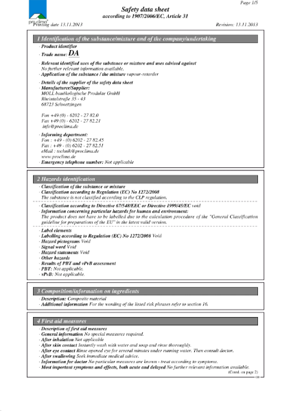 Pro Clima DA Material Safety Datasheet