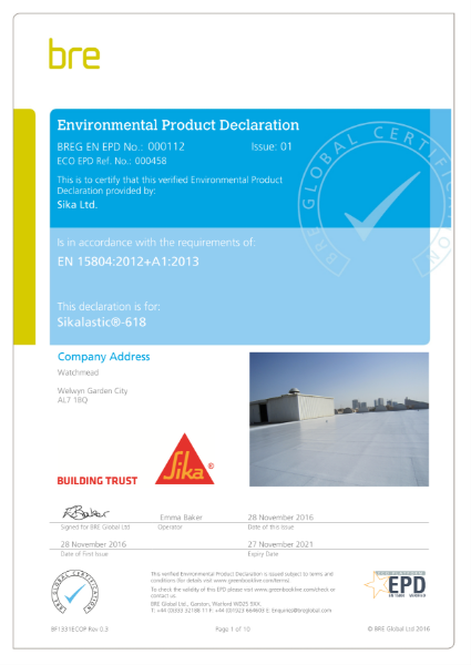 Sika Roofing EPD-BRE-en-Sikalastic-618