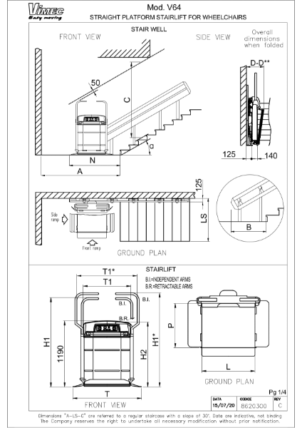 Platform stairlift V64 by Vimec - Technical Drawings