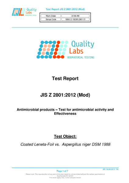 Antimicrobial Test Report