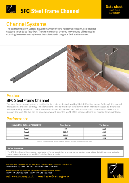 SFC Steel Framing Channel Data Sheet