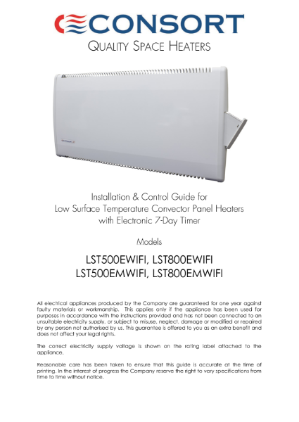 LSTE Panel Heater with Wi-Fi and Occupancy Sensor user instructions