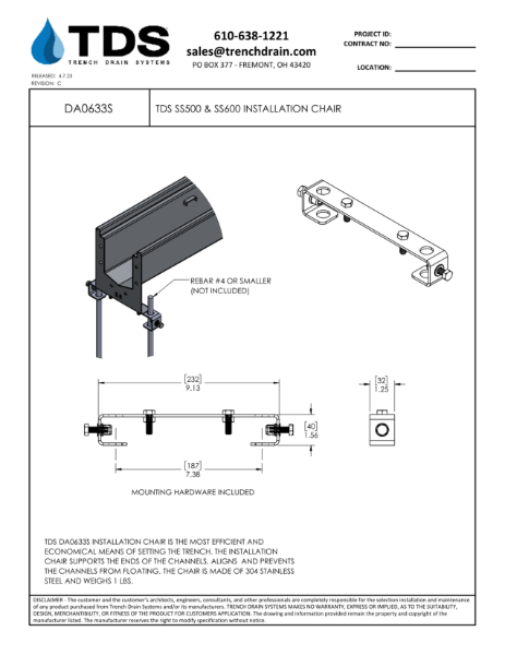 TDS SS500 & SS600 Installation Chair