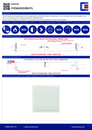Datasheet - FlipFix Metal Door - Beaded Frame - 1 Hour Fire Rated