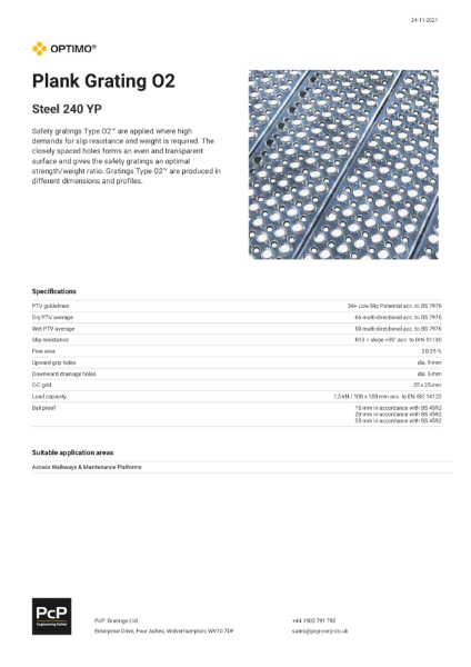 OPTIMO Plank Grating O2