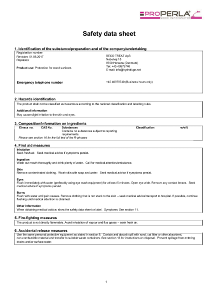 Safety Data Sheet - ProPERLA Wood Impregnator