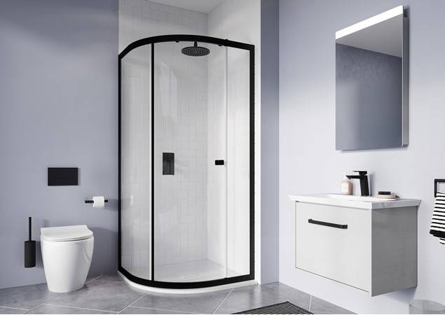 Clear 6 Quadrant Single Door - Curved Shower Enclosure