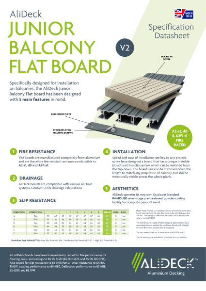AliDeck Junior Balcony Board Data Sheet V2