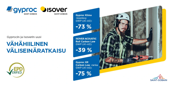 Isoverin ja Gyprocin vähähiilinen väliseinä