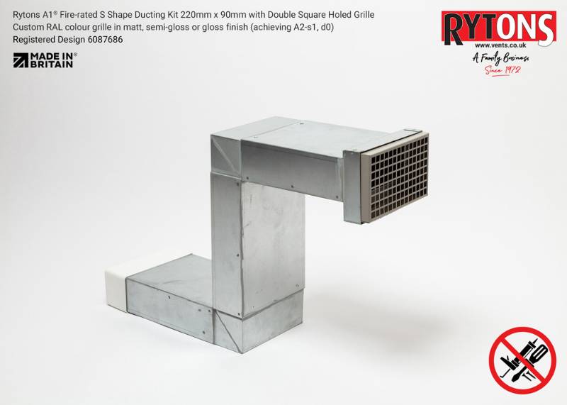 Rytons A1® Firerated SShape Ducting Kit 220 x 90 mm with Double Air Brick Rytons Building