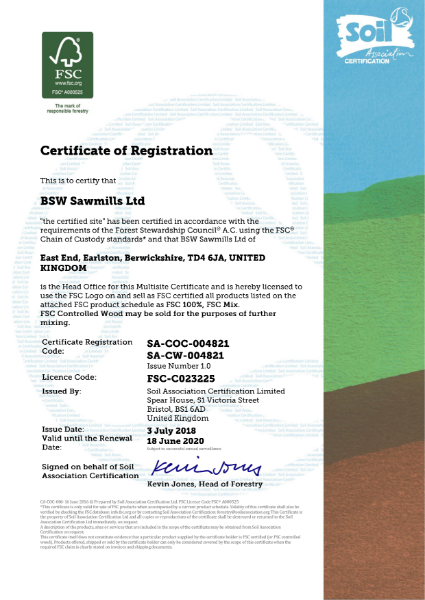 FSC Certificate BSW Sawmills Ltd