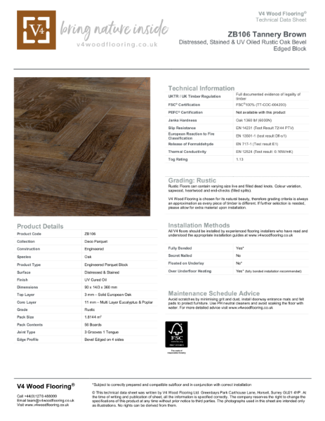 ZB106 Tannery Brown I Technical Datasheet