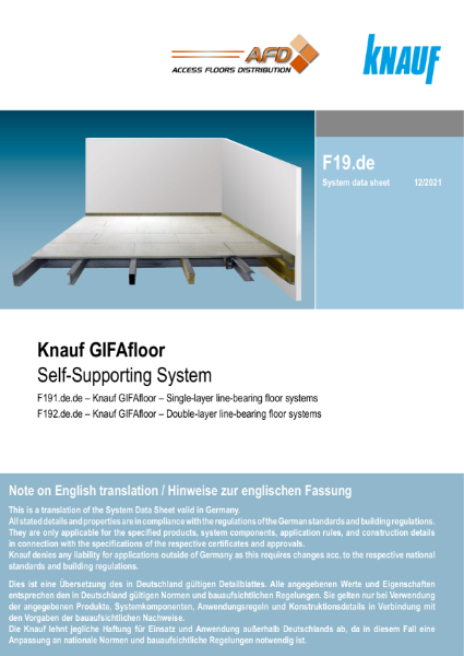 Knauf GifaFloor FHB - F19 Technical Document - Self Supporting System