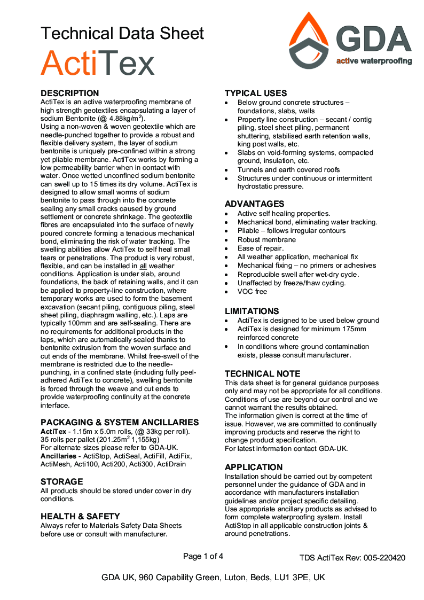 ActiTex Technical Data Sheet