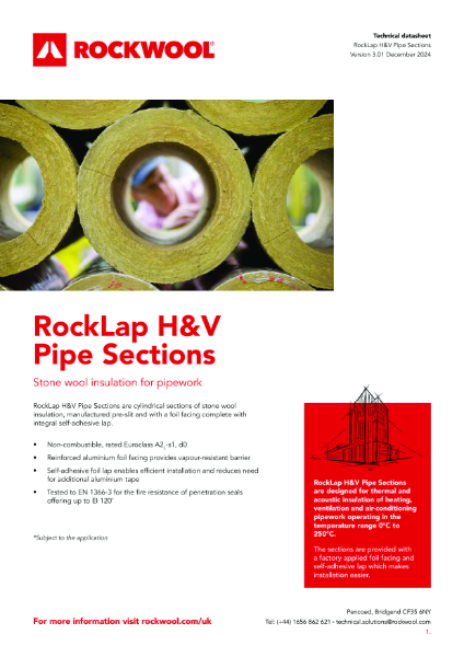 RockLap H&V Pipe Sections - Datasheet