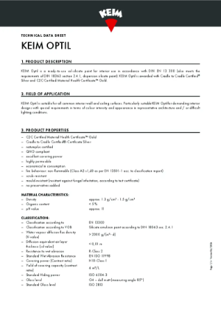 Keim Optil Technical Data Sheet