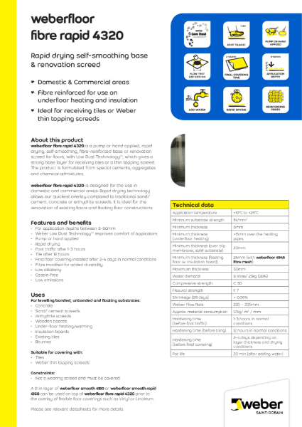 weberfloor fibre rapid 4320 - Technical datasheet