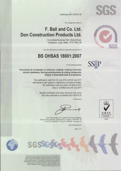 OHSAS 18001:2007 Certificate