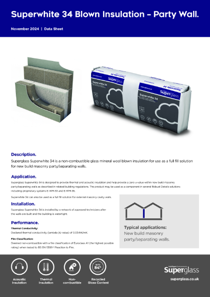 Superglass Superwhite 34 Blown Insulation - Party Wall - Datasheet ...