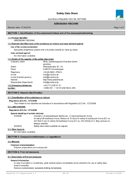 Aerosana Visconn Black Material Safety Datasheet