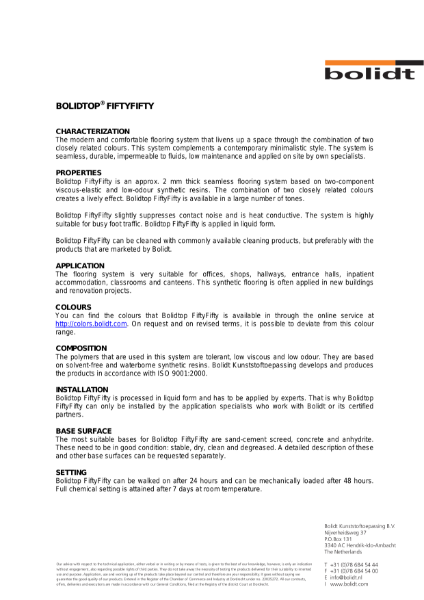 Bolidtop FiftyFifty System Information Sheet