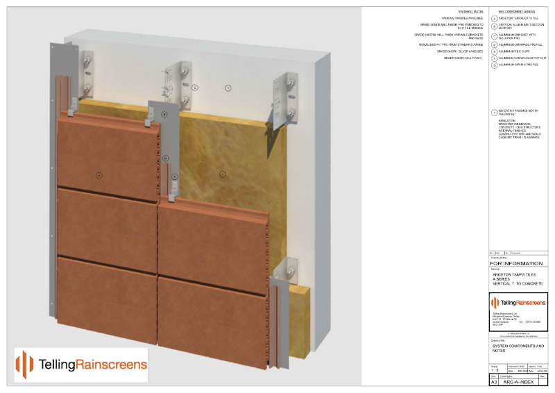 Argeton standard details - (ARG-A) Vertical T & bracket to concrete